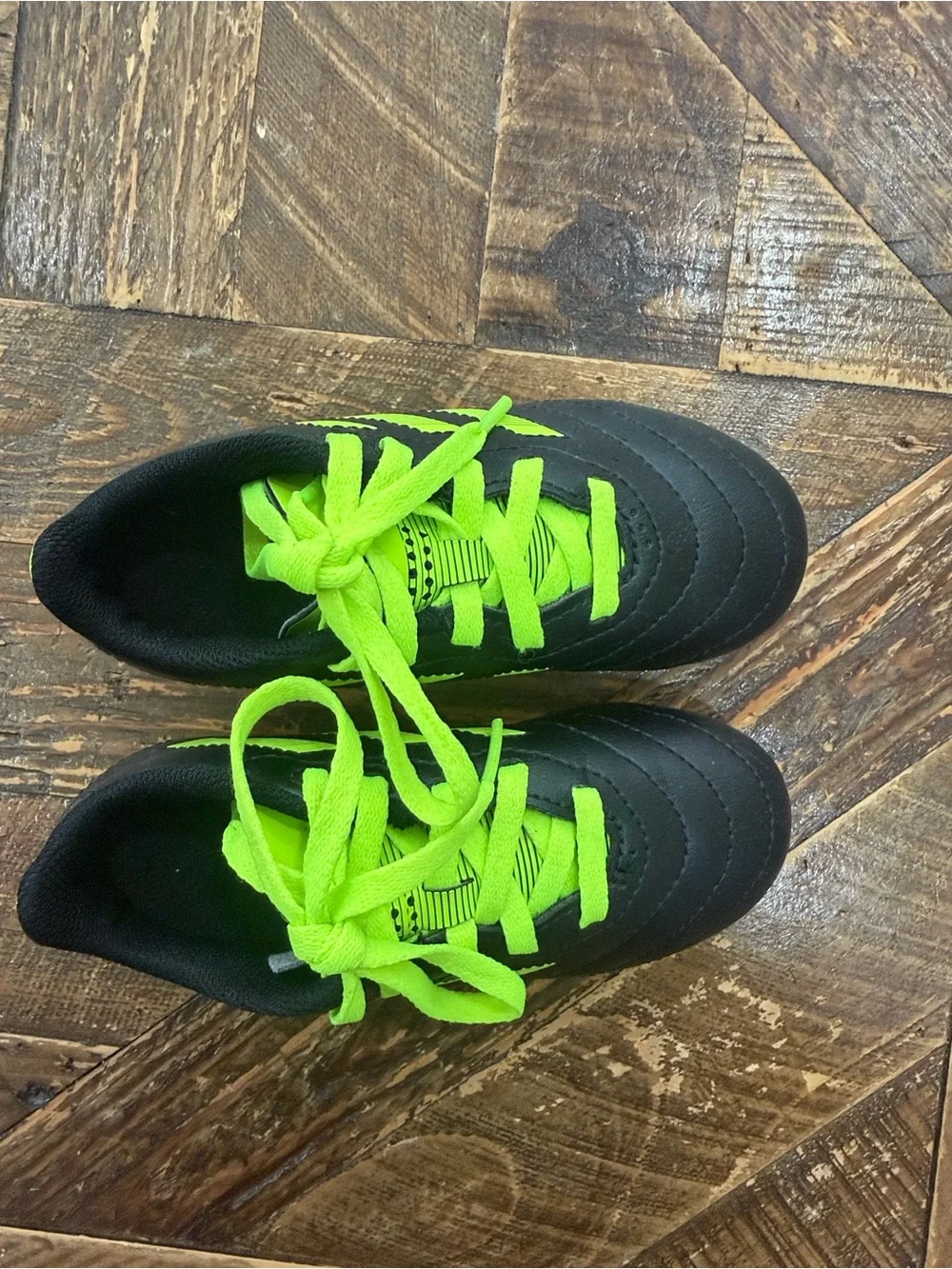 adidas Kids Black and Neon Green Soccer Sneakers