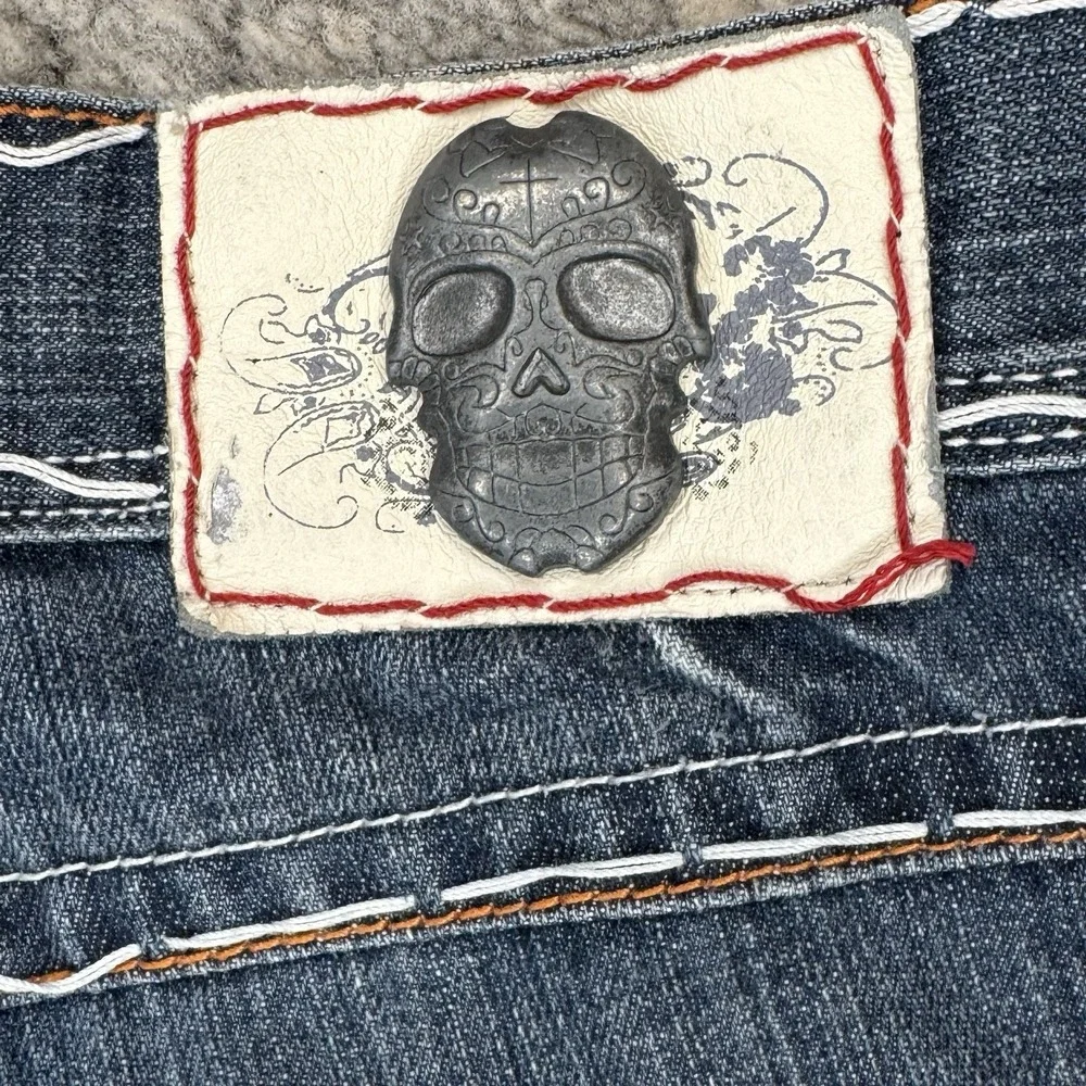 Y2K Laguna Beach Shorts 32 Fleur De Lis Embroidered Denim 2000s Rare