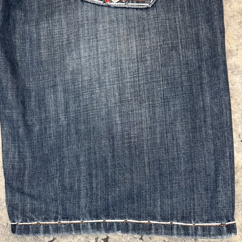 Y2K Laguna Beach Shorts 32 Fleur De Lis Embroidered Denim 2000s Rare