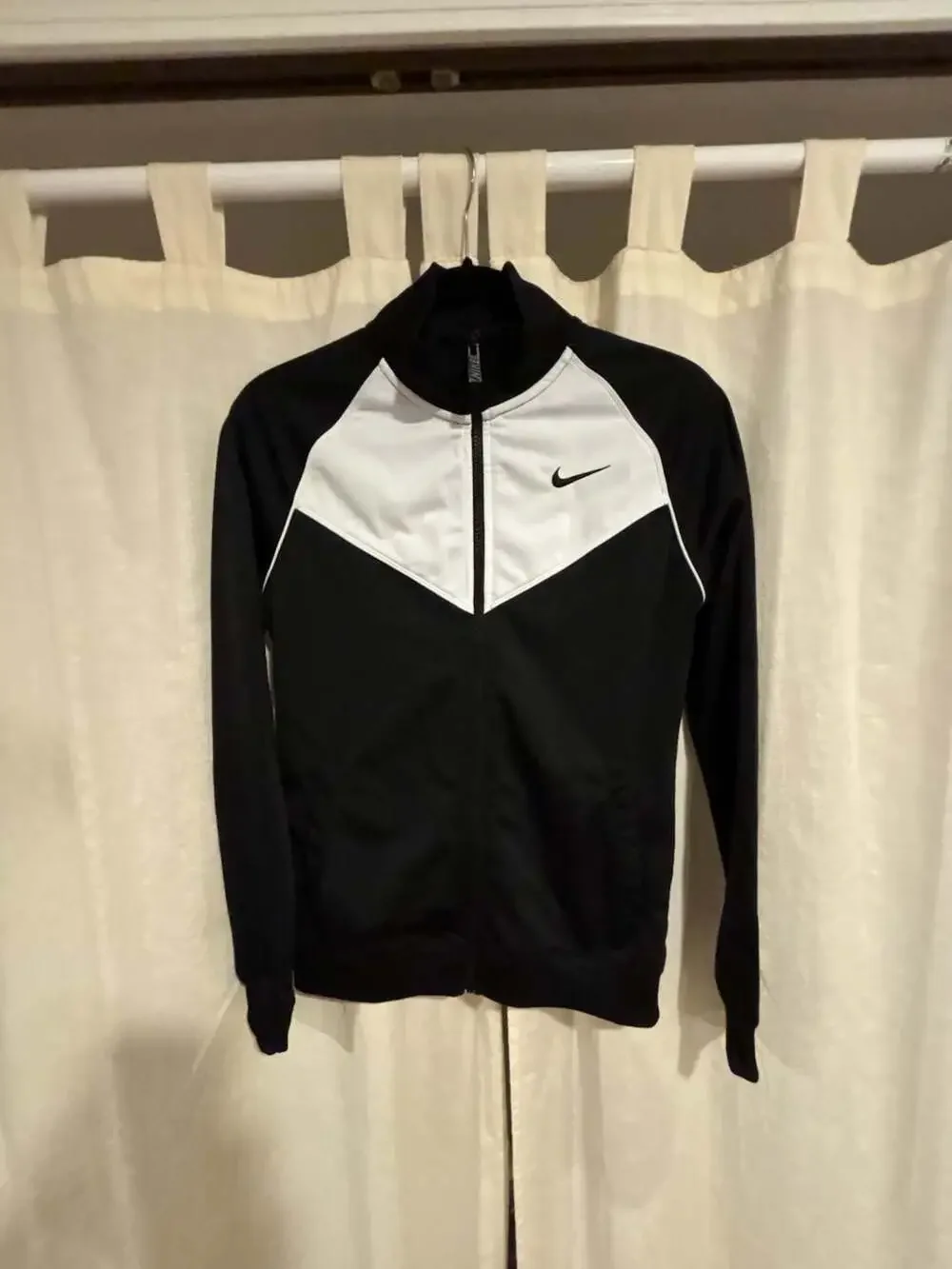 Nike Women's Dri-Fit Black and White Full Zip Track Jacket