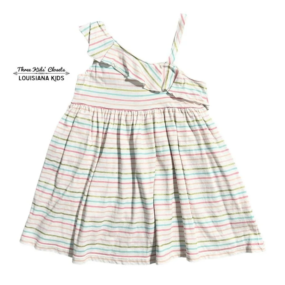 Rachel Zoe 4T Colorful Striped Ruffle Dress