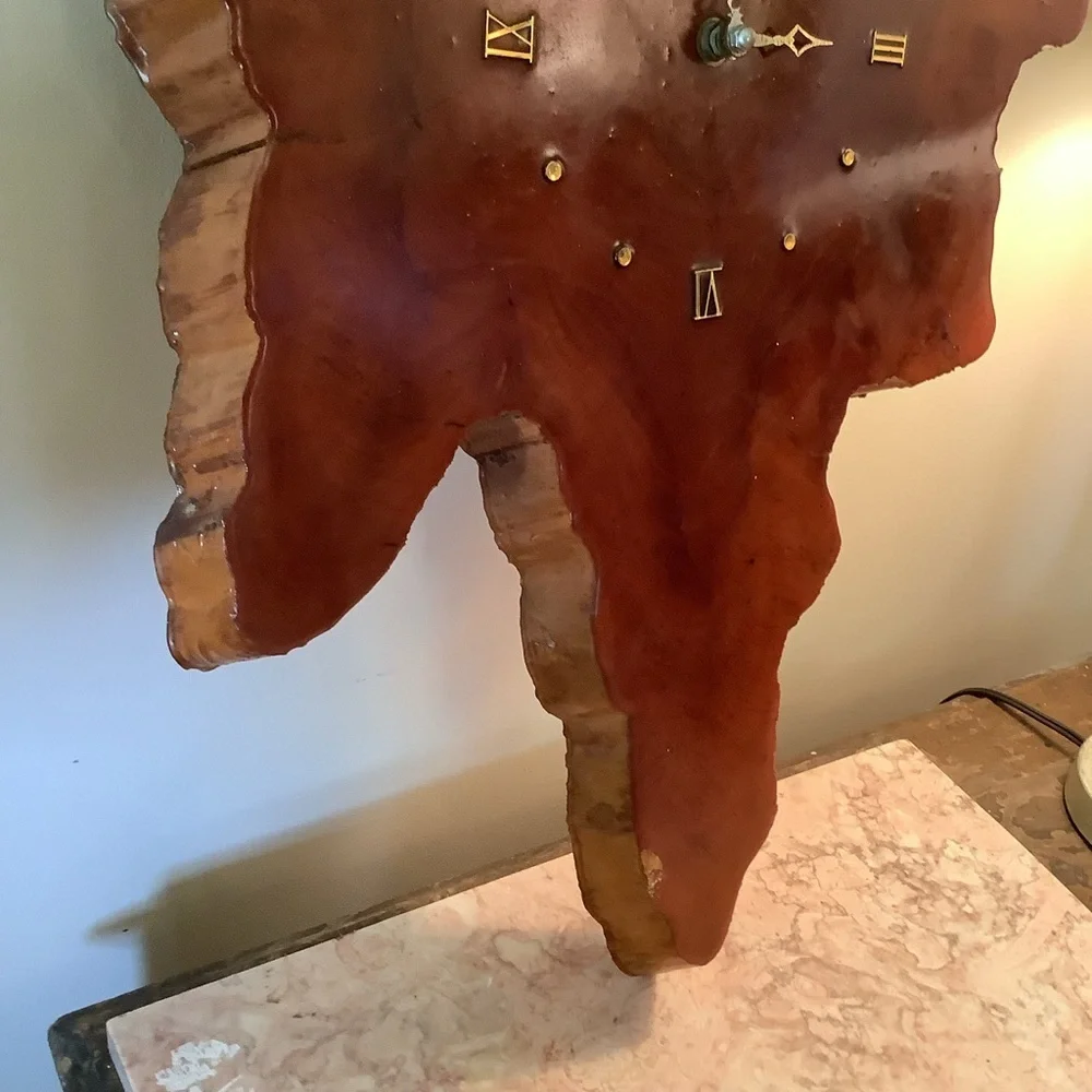 Vintage Wood Slab Live Edge Handcrafted Wooden Clock