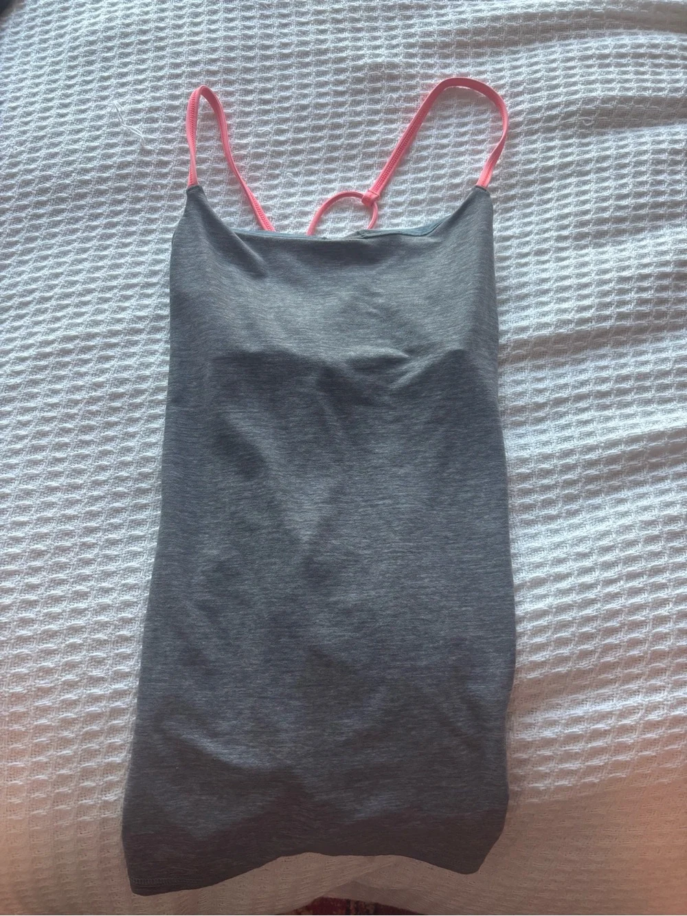 lululemon athletica Heather Gray Camisole with Pink Straps
