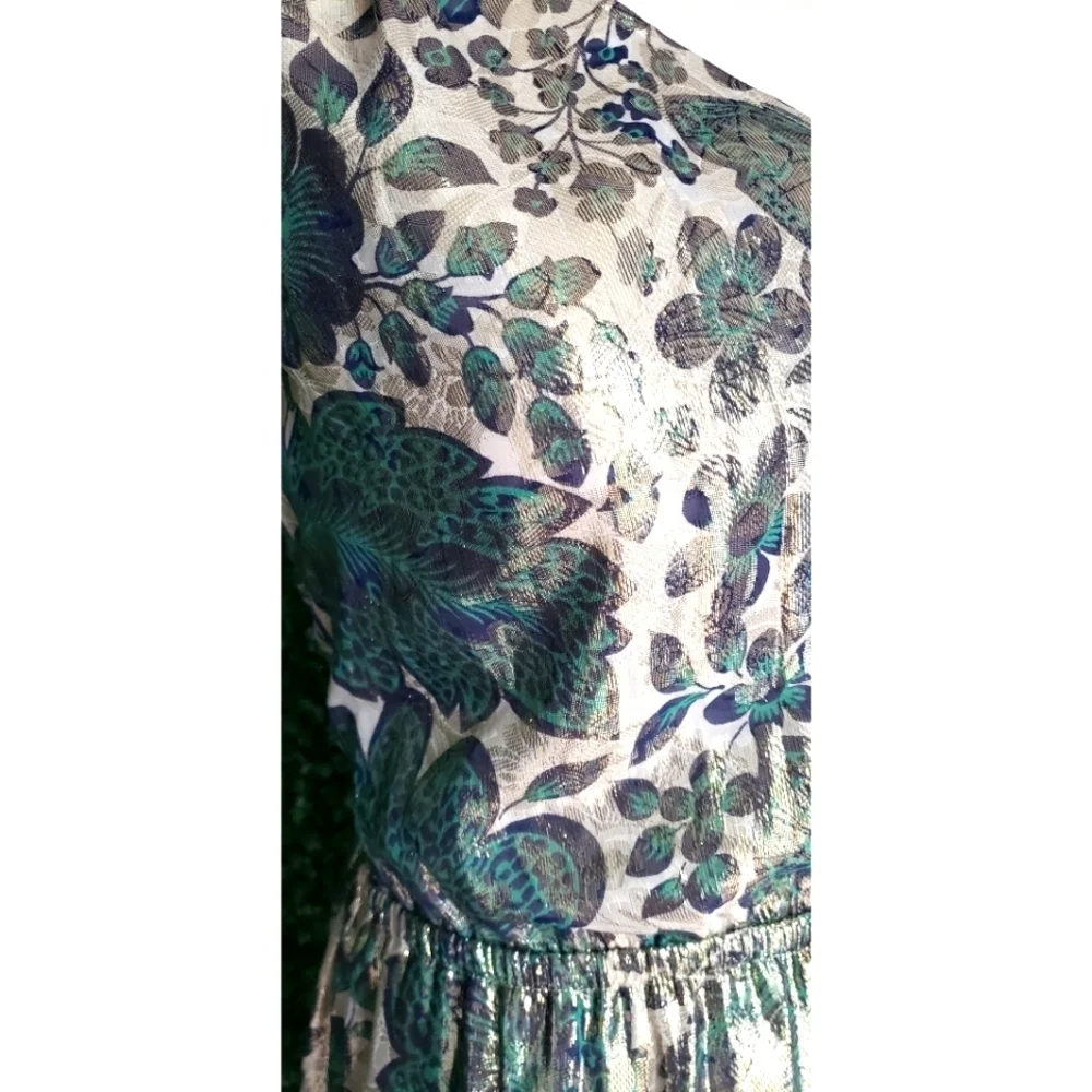 LAST ONE - J.Crew Collection one-shoulder cutout dress in floral Lurex® chiffon
