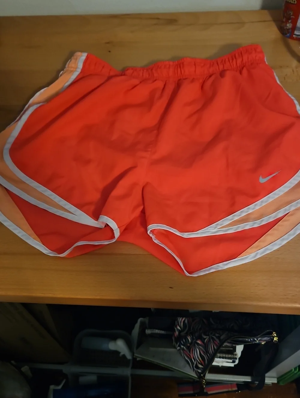 Nike Women's Bright Orange Athletic Running Shorts with White Trim