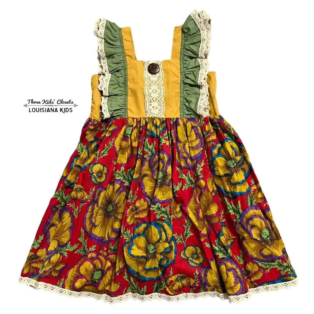 Widdle Me Sz 4 Bold Floral Lace & Ruffles Dress