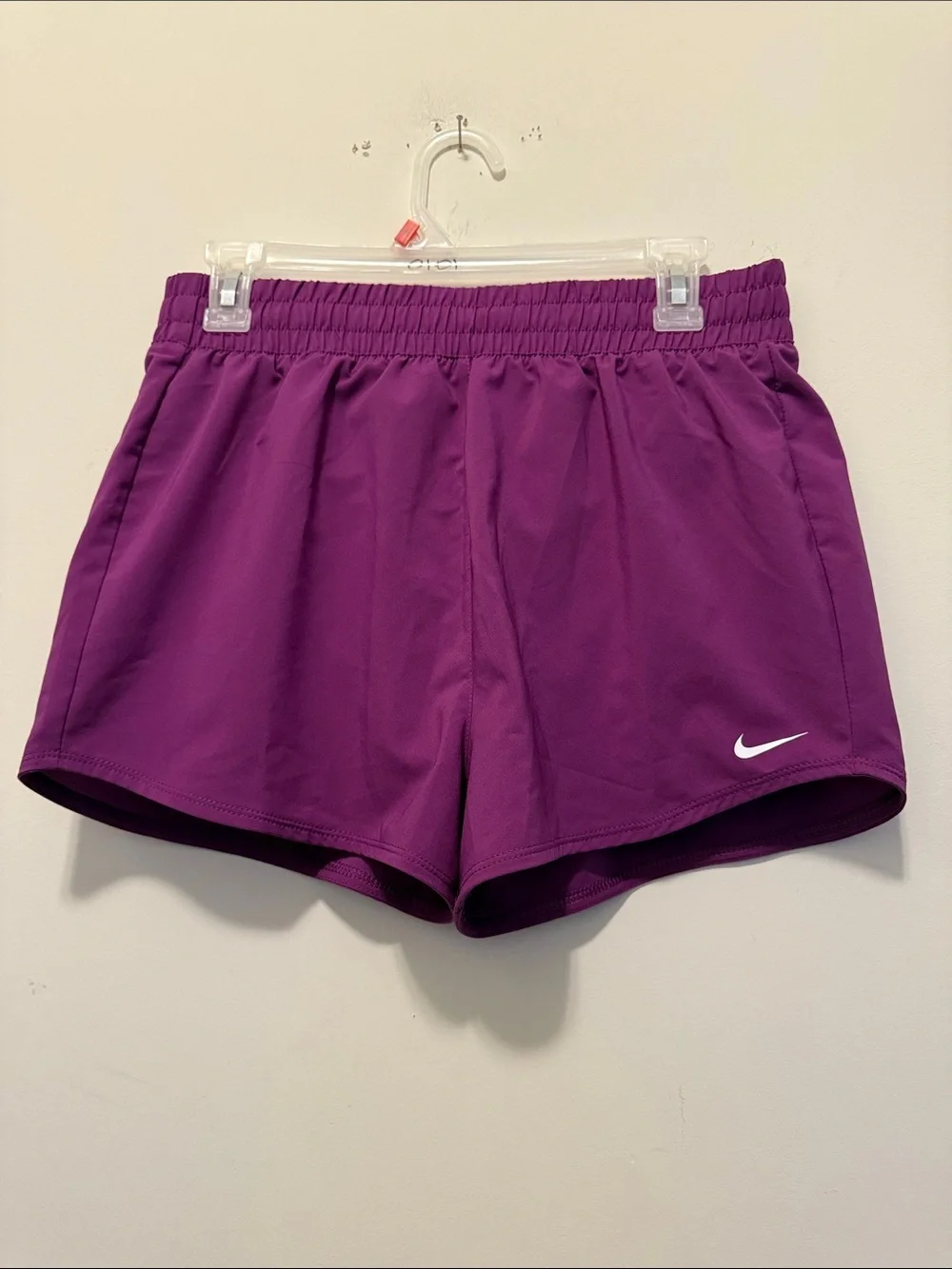 Nike Women's Plum Athletic Shorts with White Swoosh