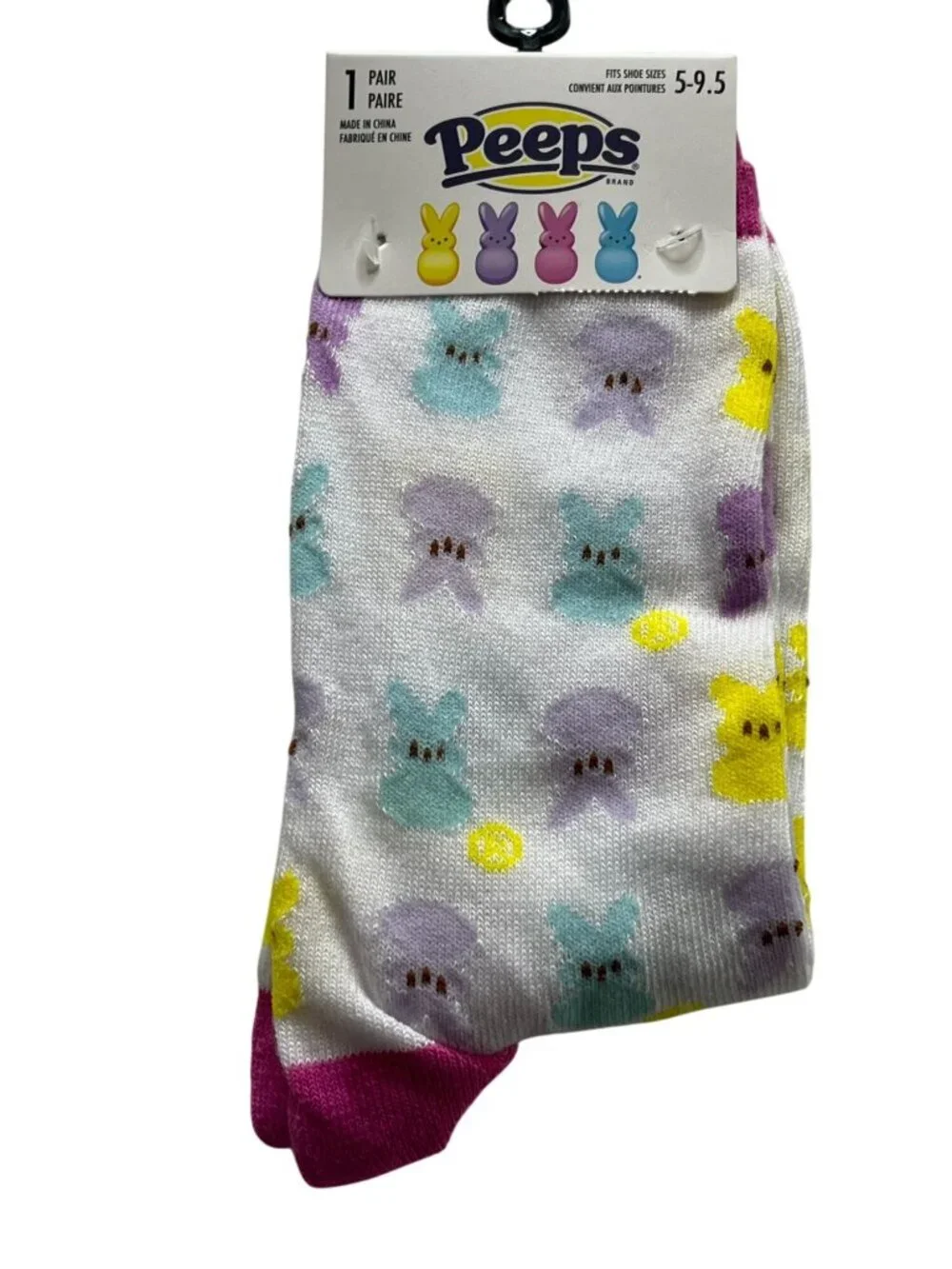 Peeps Bunny Crew Socks Easter Candy Pastel Women's 5-9 NWT