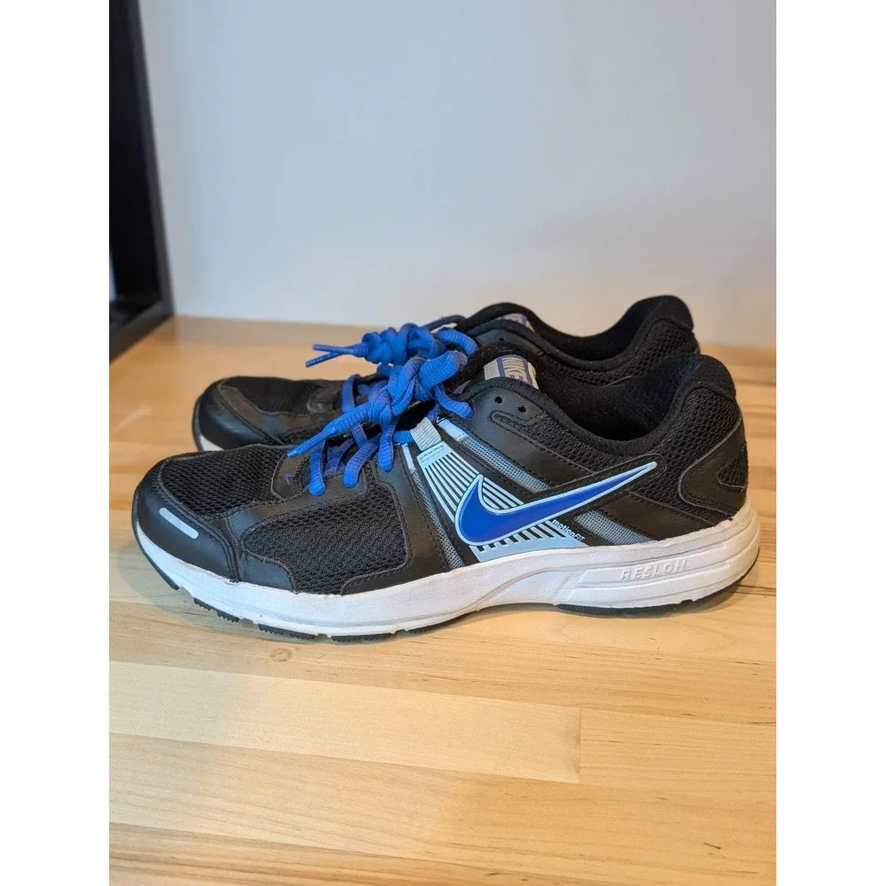 Nike Reslon Running Shoes‎ Athletic Cushioned Black Blue Sneakers Size 8.5
