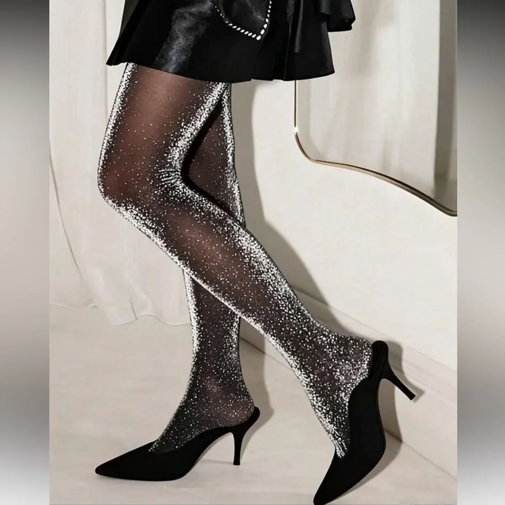 Trendy Tights black silver