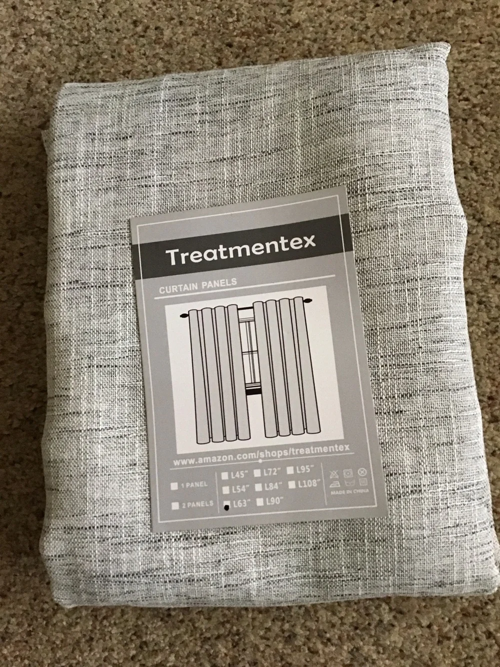 2Curtain Panels - Light Gray Textured