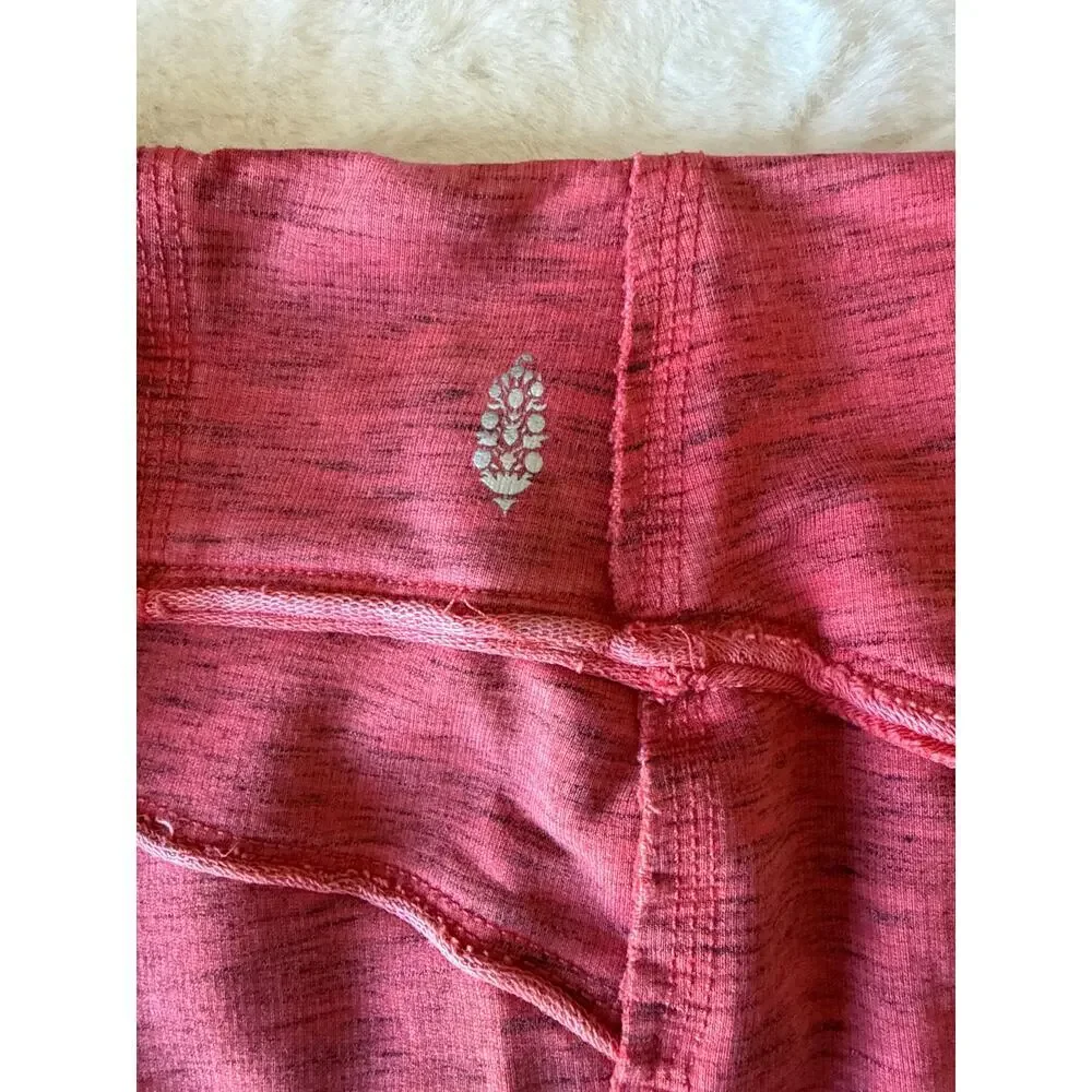 Free People High Rise Ankle Length Hybrid Leggings Size M Coral Pink