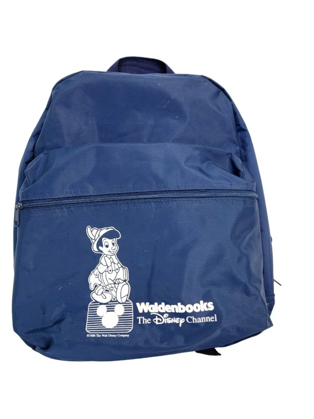 Vintage 80s Disney Backpack Vinyl Pinocchio Bag Blue White Medium Women Child