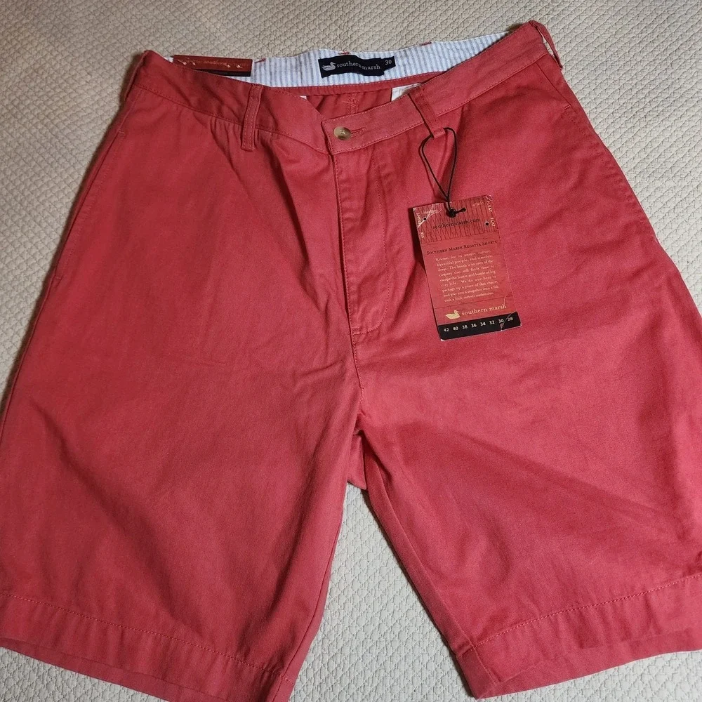 Southern Marsh The Regatta Flat Front Shorts Mens Size 30 NWT Reddish/Pink