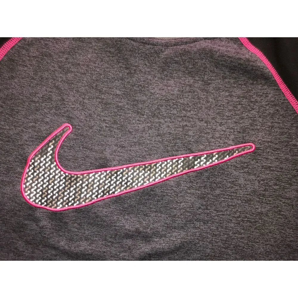 Nike Sweatshirt Women's S Gray Pink Therma Fit Thumb‎ holes