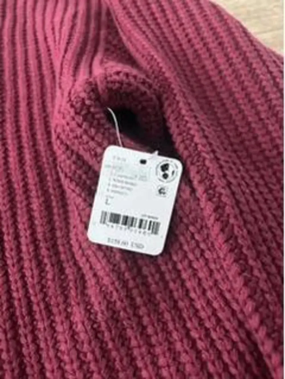 Free People Swim Too Deep Cardigan Sweater Womens L Burgundy Ribbed Knit New