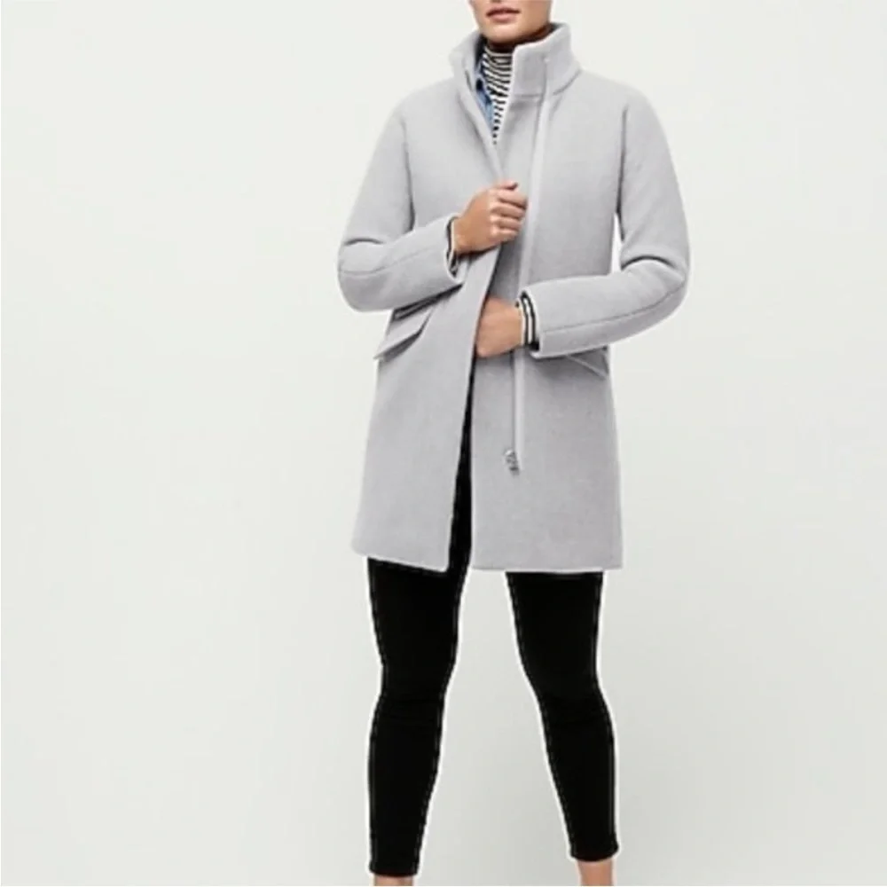 J Crew Coat Cocoon Stadium Cloth Wool in Grey