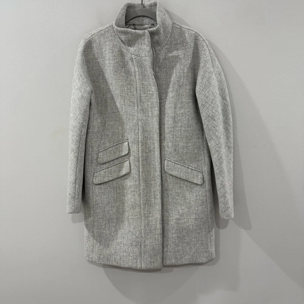 J Crew Coat Cocoon Stadium Cloth Wool in Grey