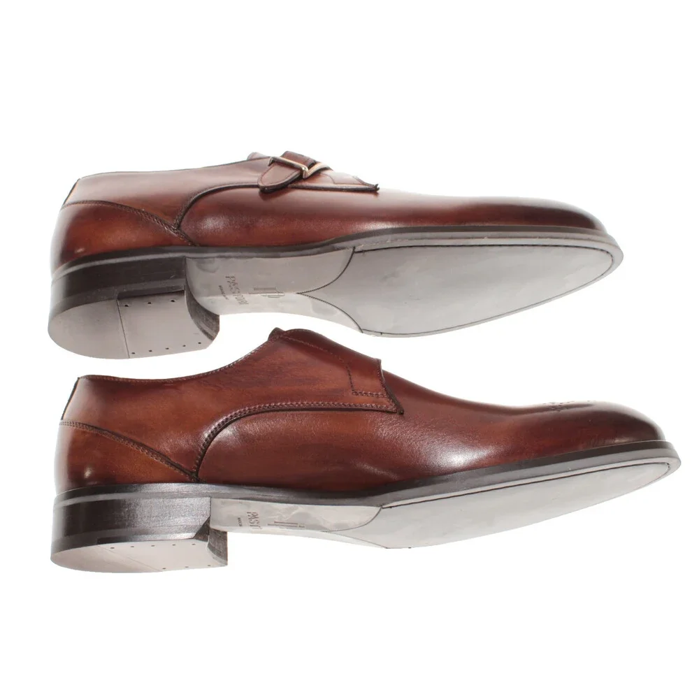 Pastori NWB Single Monk Strap Dress Shoes Size 11.5 US in Brown Leather