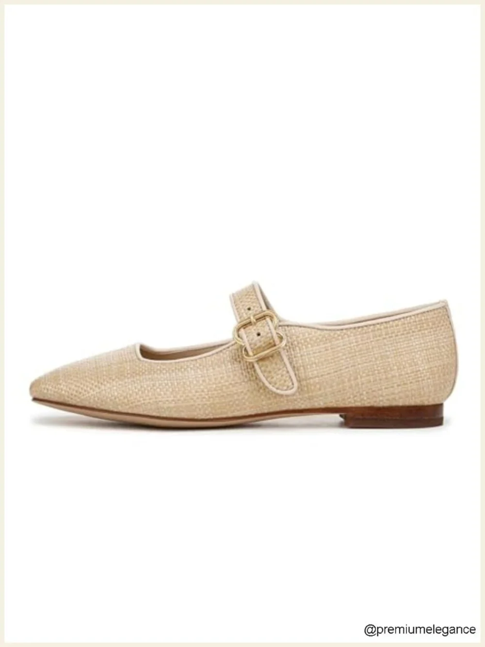 Raffia Square Toe Buckle Strap Ballet Flats Comfortable Dress Shoes