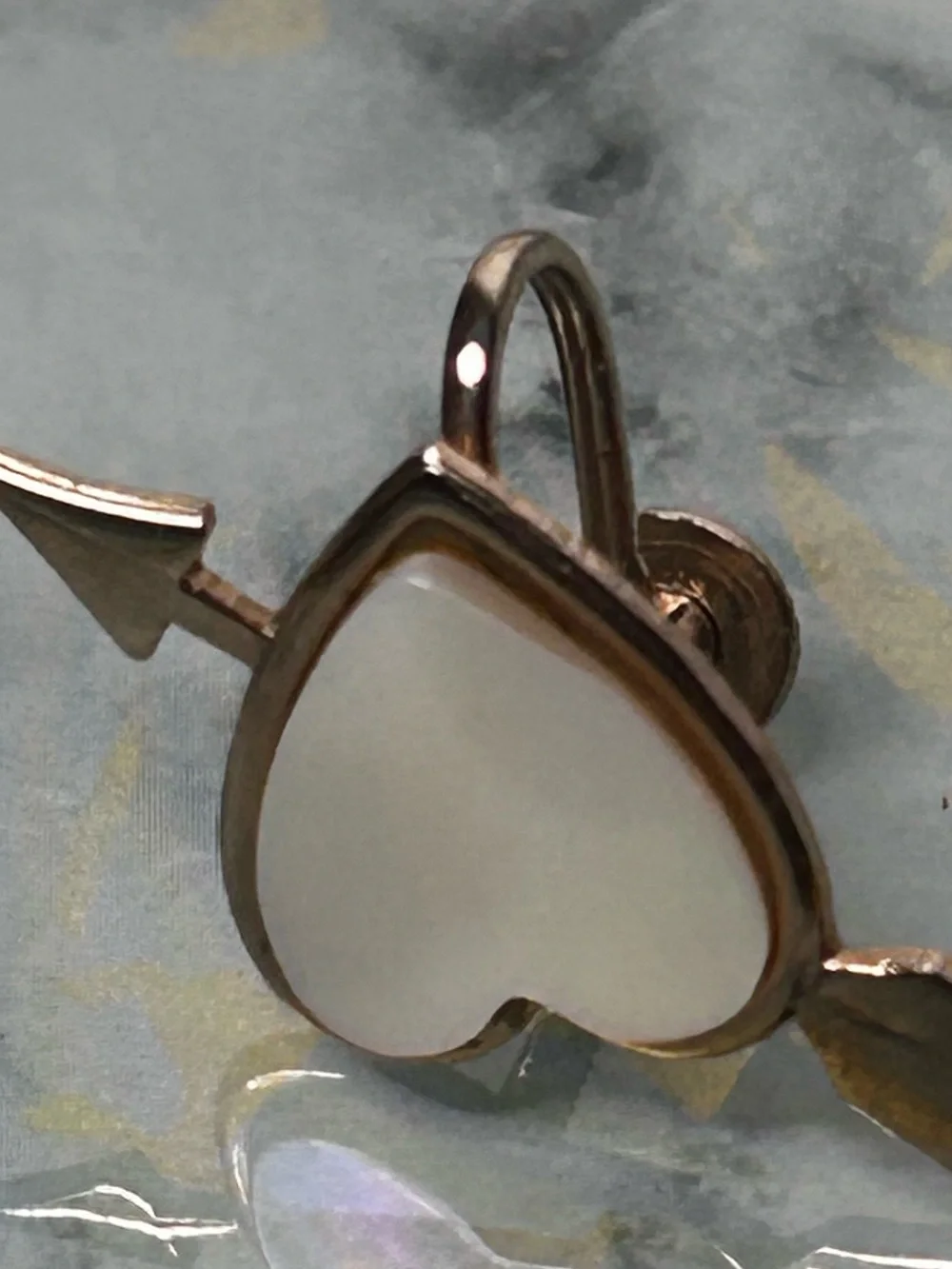 Vintage Silver Heart Earrings mother of Pearl