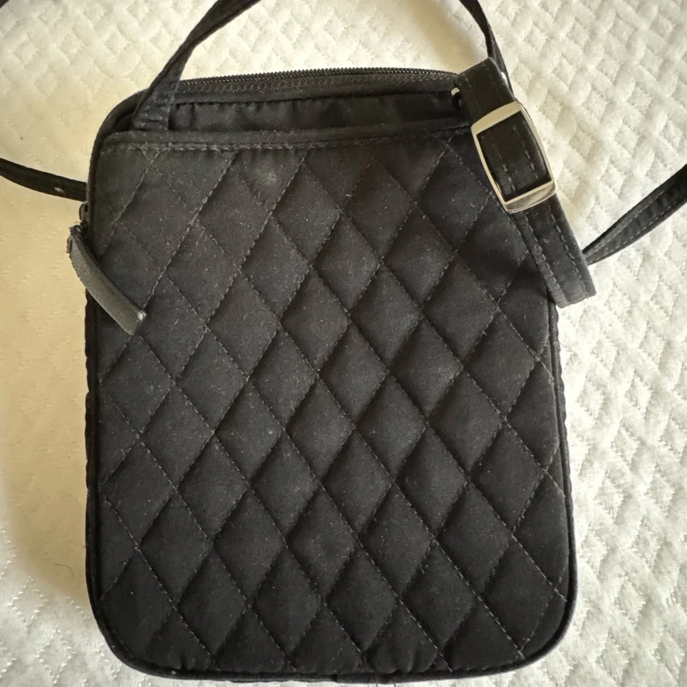 Vera Bradley Black Quilted Messenger Crossbody Bag