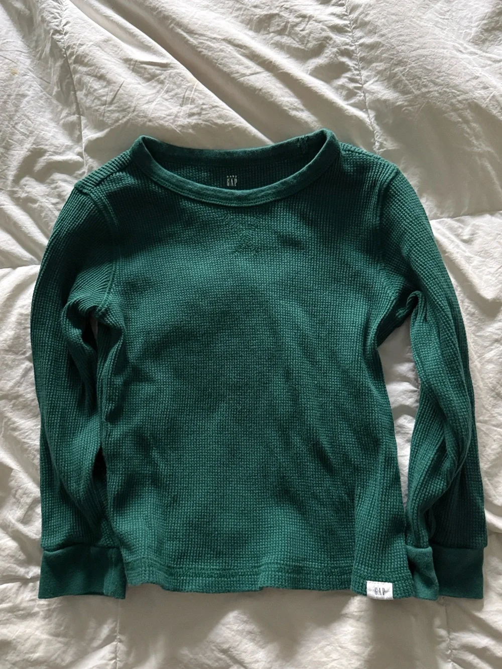 GAP Kids Green Waffle Knit Long-Sleeve Shirt
