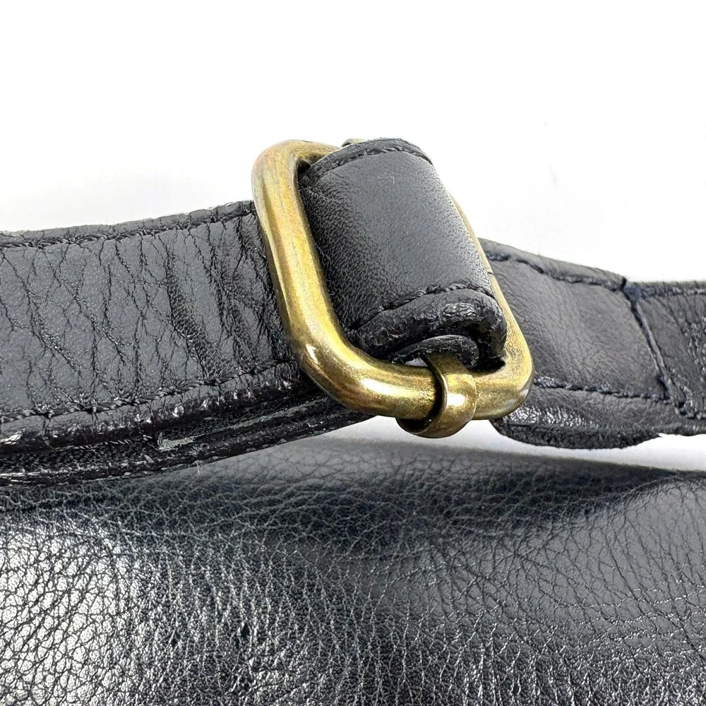 Y2K Pulicati Double Cargo Pocket Foldover Crossbody Bag Purse Black Leather Mili