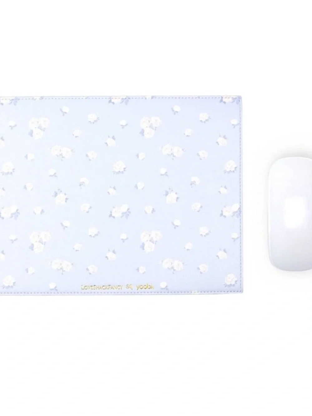 LoveShackFancy Light Blue Floral Bow Pen , mousepad, Matching tech Pouch Set