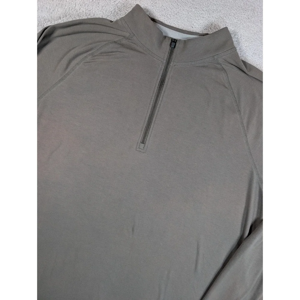 Free Fly Mens Bamboo Quarter Zip Pullover Shirt Gray Green XXL 2XL Raglan Sleeve