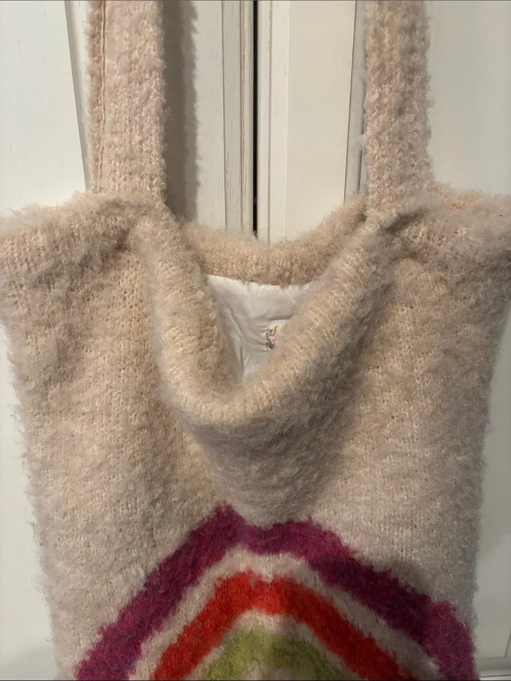 Free People Rainbow Fuzzy Tote Bag