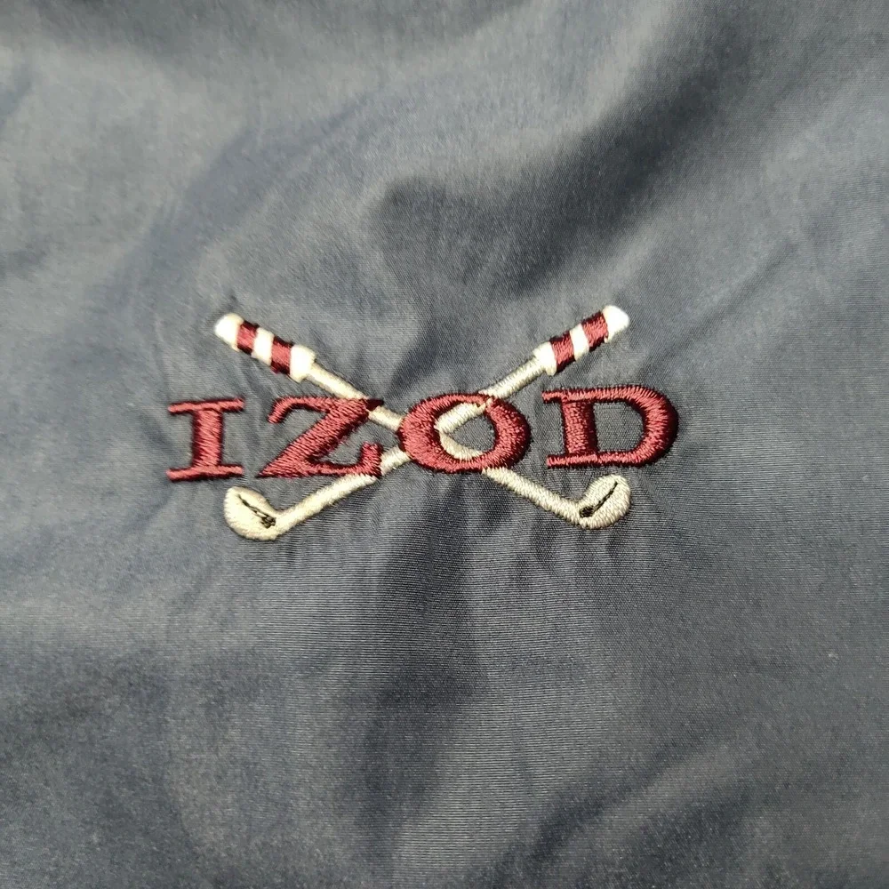 VTG IZOD GOLF Men‎ Large Blue Lined Double-Sided Embroidered Windbreaker Vest