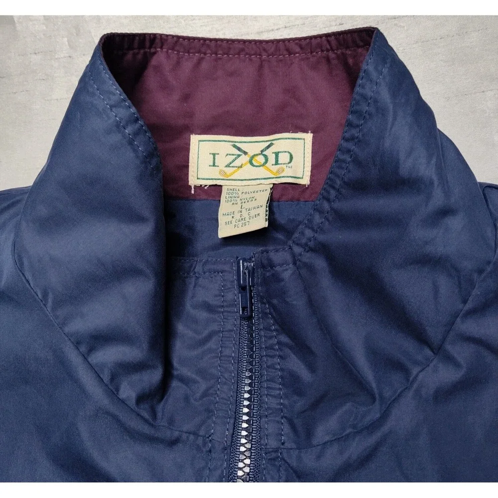 VTG IZOD GOLF Men‎ Large Blue Lined Double-Sided Embroidered Windbreaker Vest