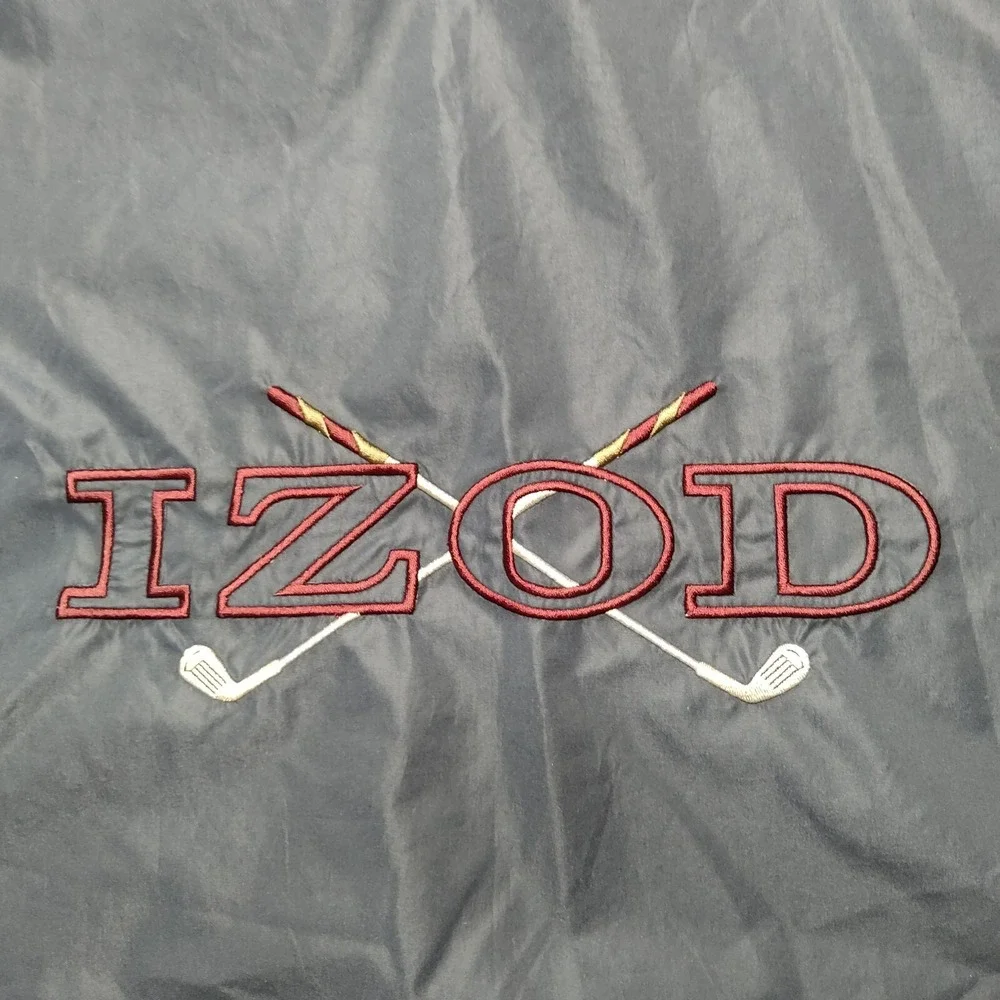 VTG IZOD GOLF Men‎ Large Blue Lined Double-Sided Embroidered Windbreaker Vest