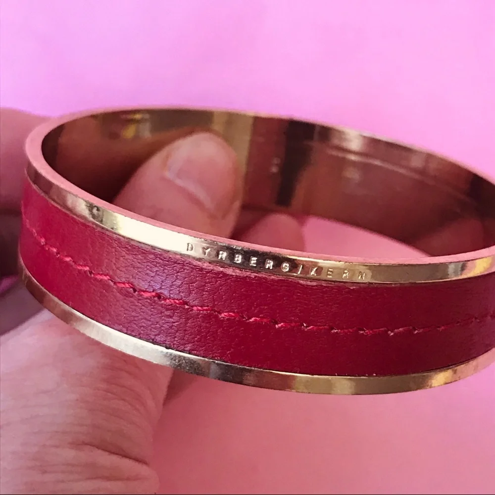 New gold/burgundy leather Dyrberg/Kern bangle bracelet
