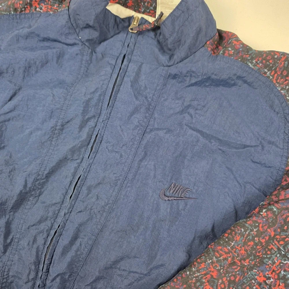 VTG 90s Nike Jacket Mens XL Blue Red Full Zip Colorblock Windbreaker Retro