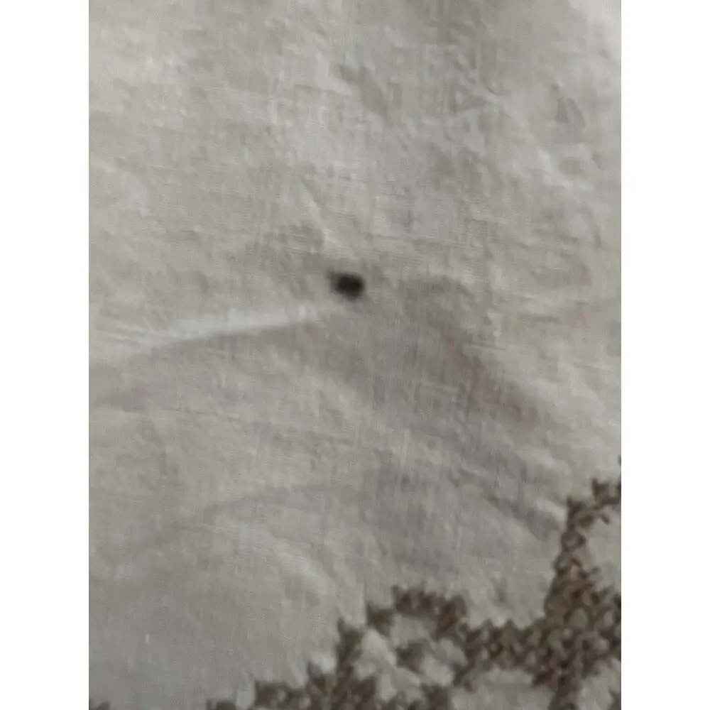 Vintage White Embroidered Cross Stitch 100% Linen Tablecloth 76x64 - Read Flawed