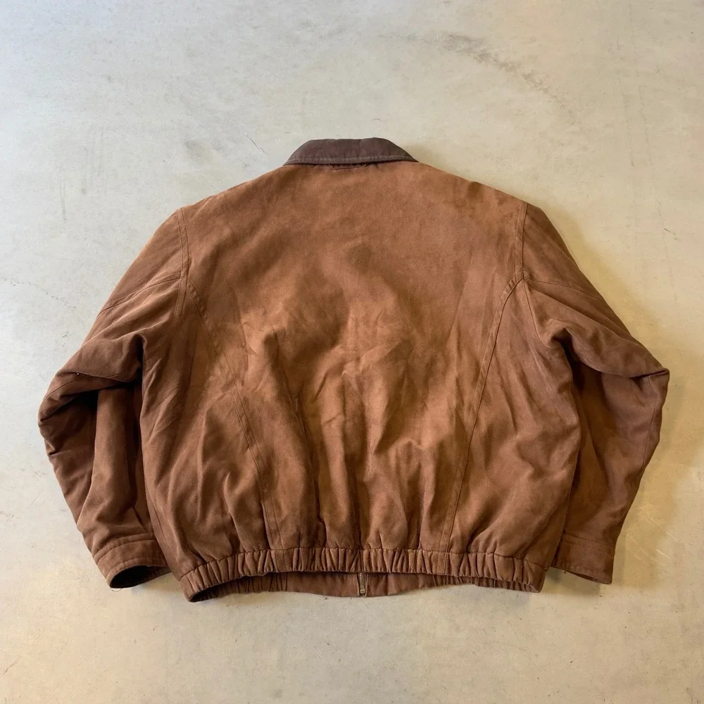 Weatherproof Garment Company Mens XXL Brown Faux Suede Bomber Jacket Full Zip