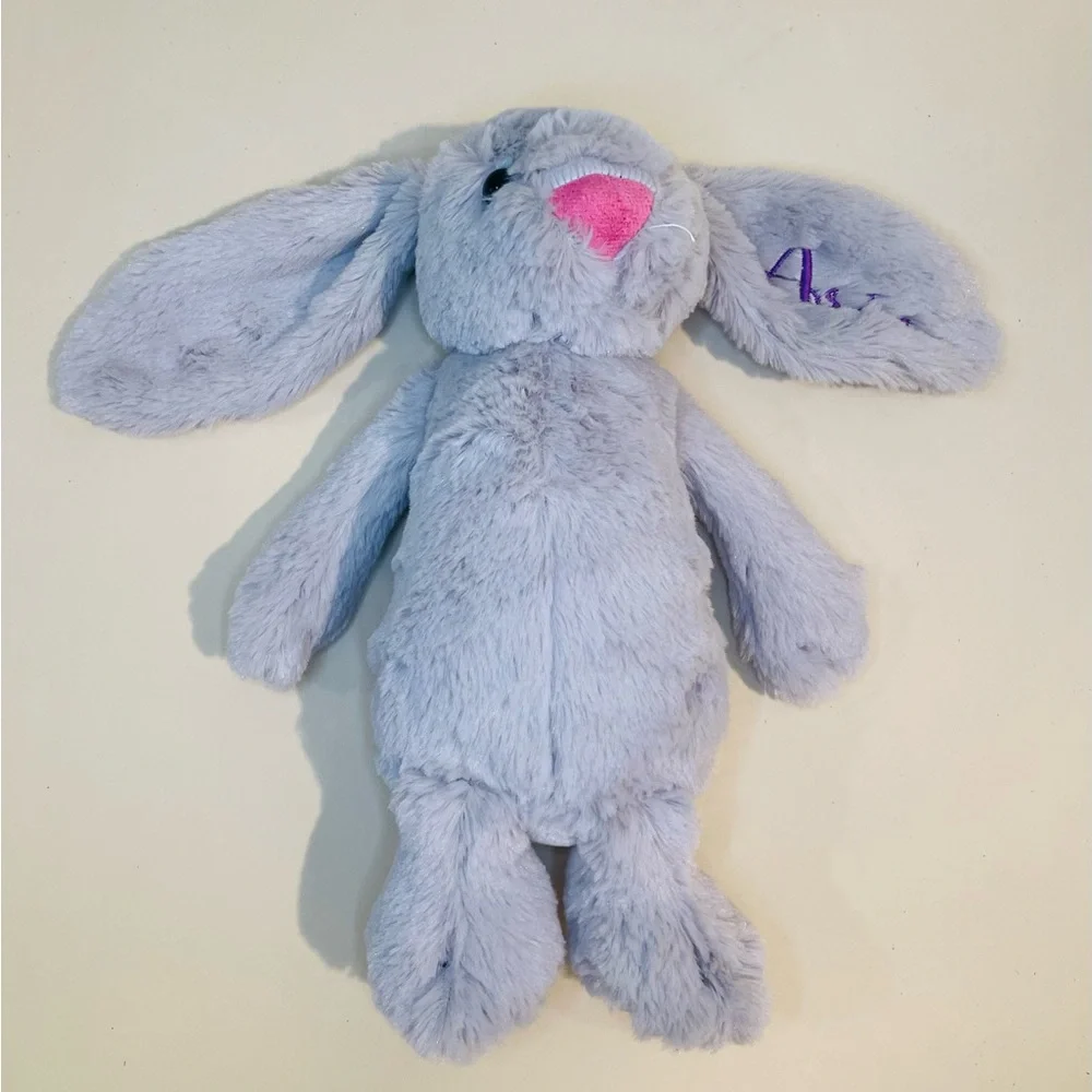 Jellycat London Gray Bashful Bunny Plush Toy Medium 12” Personalized “Arie”‎