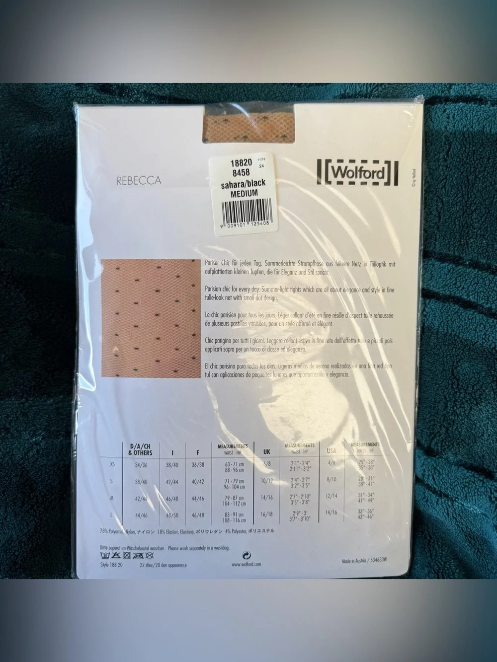 NWT Wolford Rebecca Polka Dot tights sahara / black size M