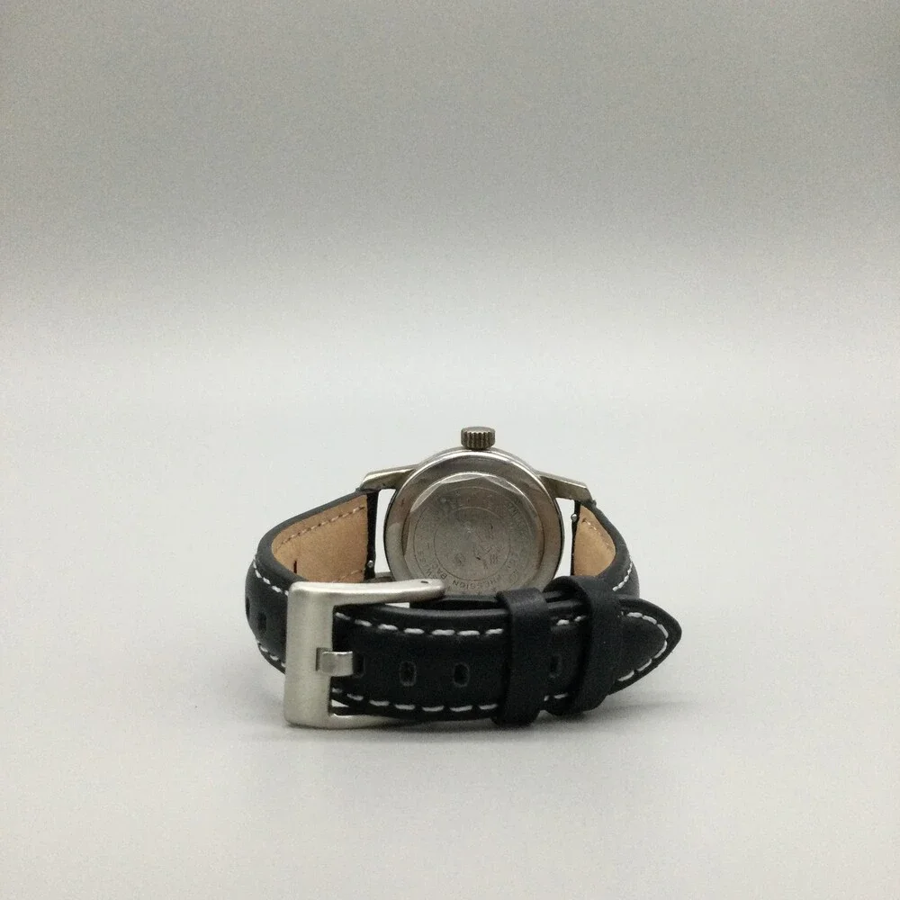 Vintage Chateau Sportsman Mens Watch 30mm Black Dial Manual Date Swiss Leather