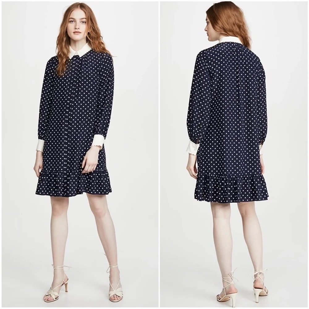 Tory Burch Dress Cora Polka Dot Shirt Dress Silk