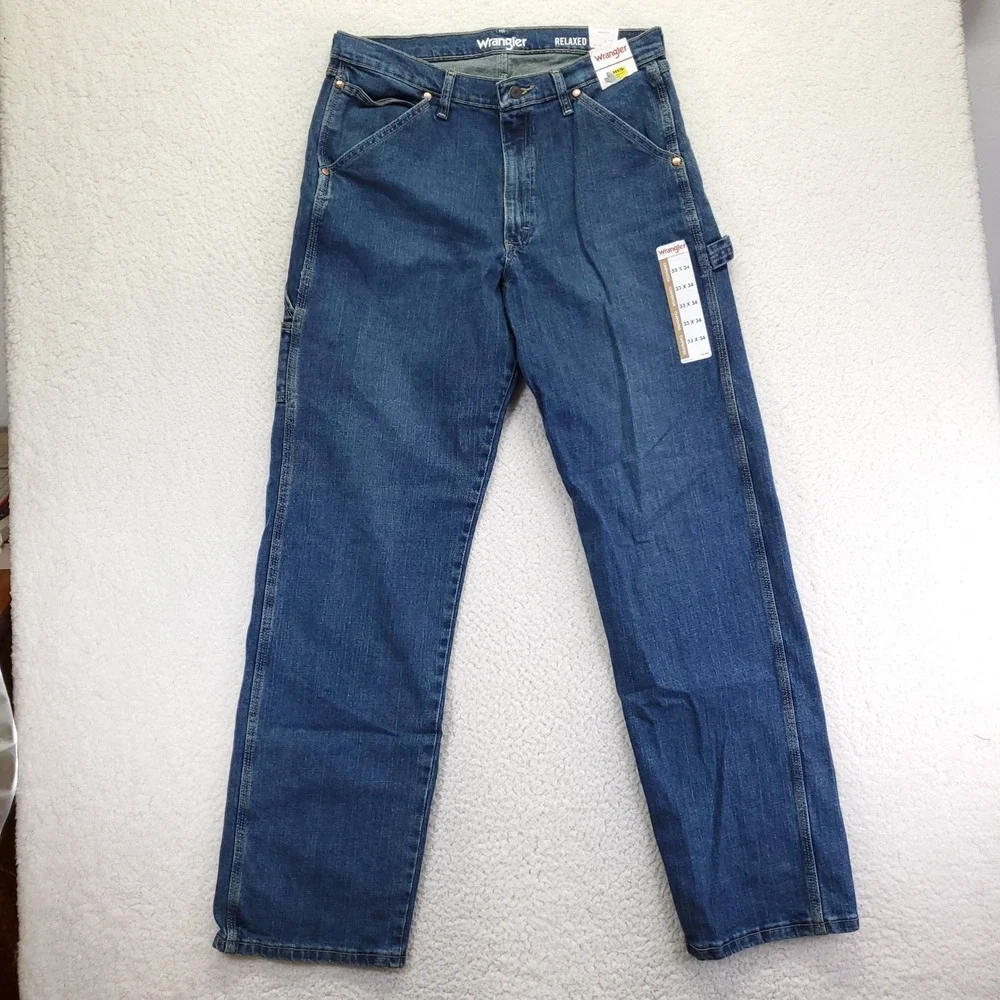Wrangler Mens Relaxed Fit Carpenter Jeans Blue Denim 33x34 112366302 NWT