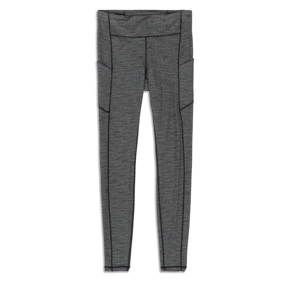 Lululemon Gray Women's Leggings Speed Up Mid-Rise Leggings Size 4 pockets