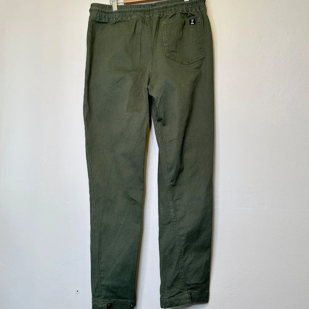 Raw Yarn | Geo Drawstring Elastic Waistband Pockets Ankle Snaps Pull On Pants