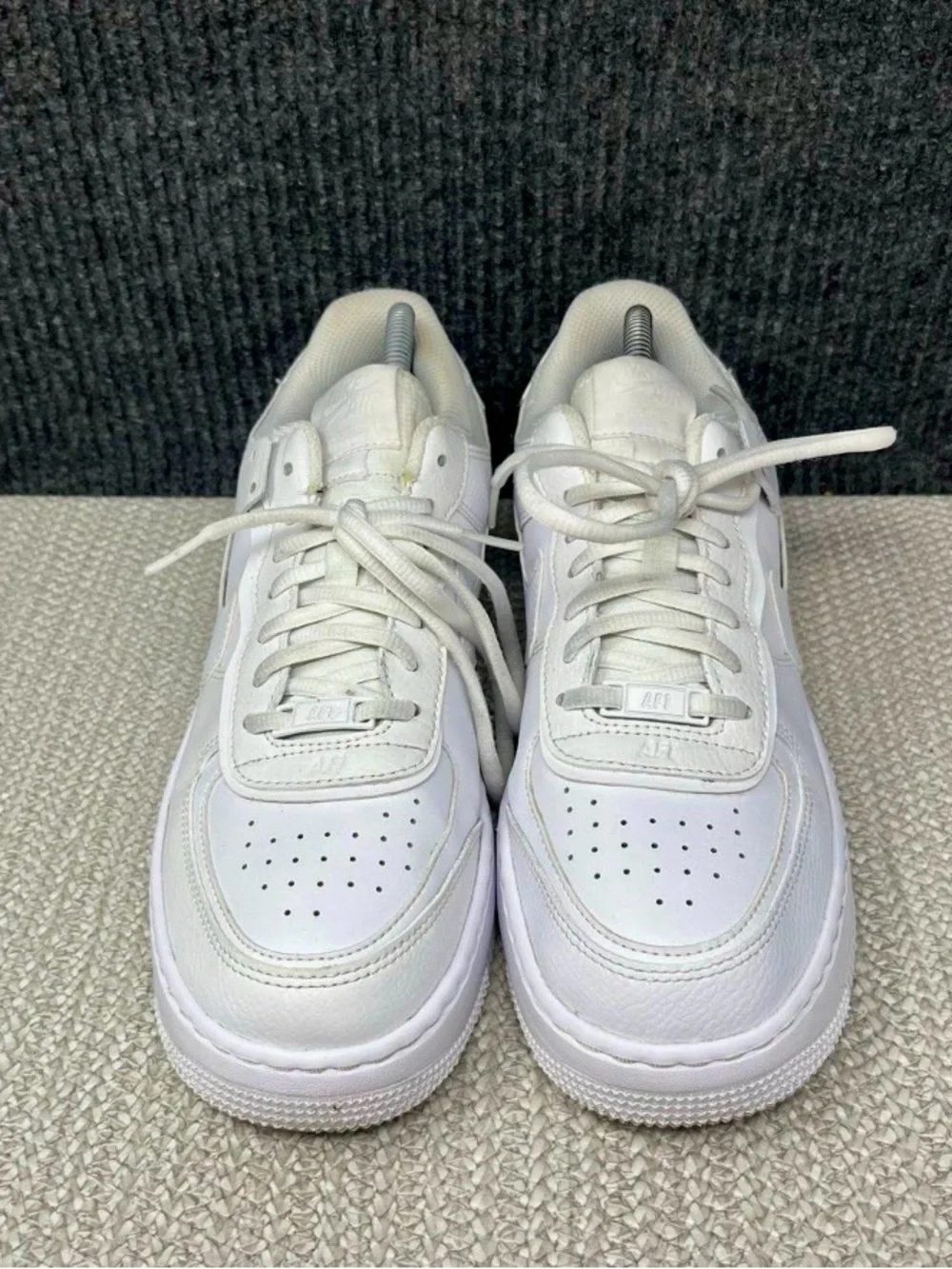 Nike Air Force 1 Shadow Triple White Leather Shoes Women's Size 5.5