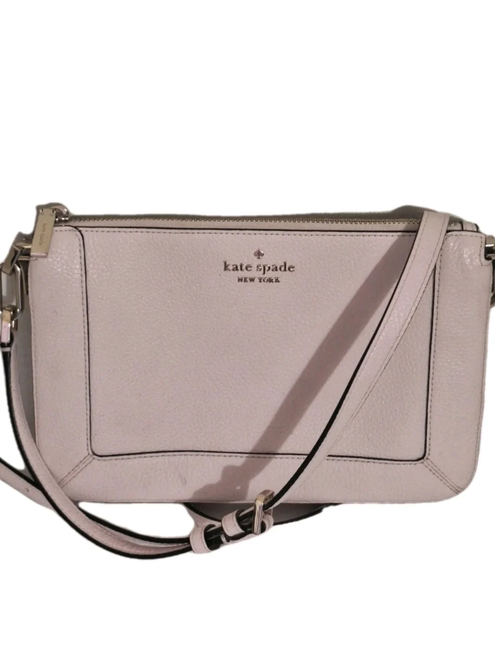 Kate Spade Lena Double Compartment Shimmer Pink Leather Crossbody Bag KH430