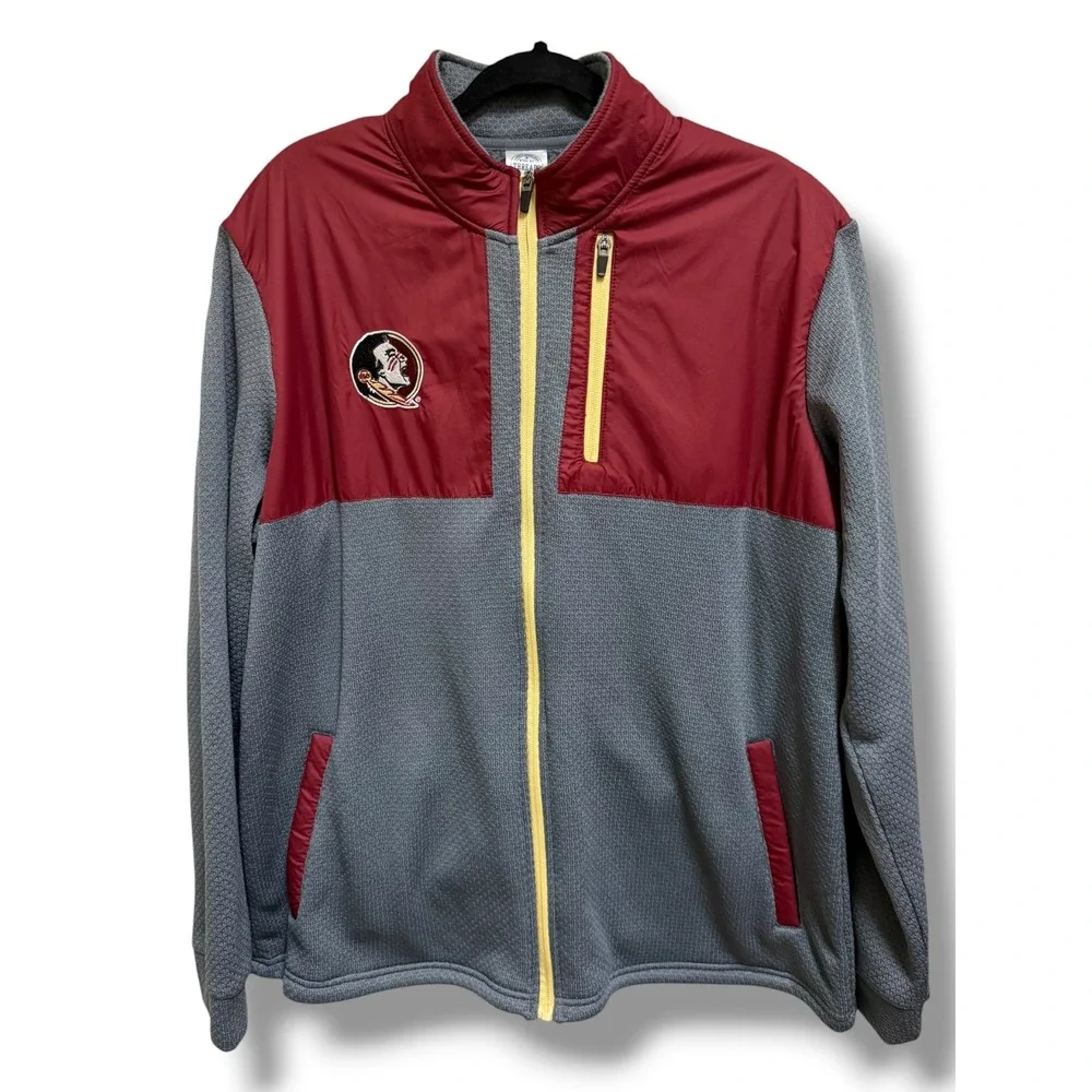 FSU Florida State Seminoles Full Zip‎ Jacket Mens XL Grey Garnet Rivalry Threads