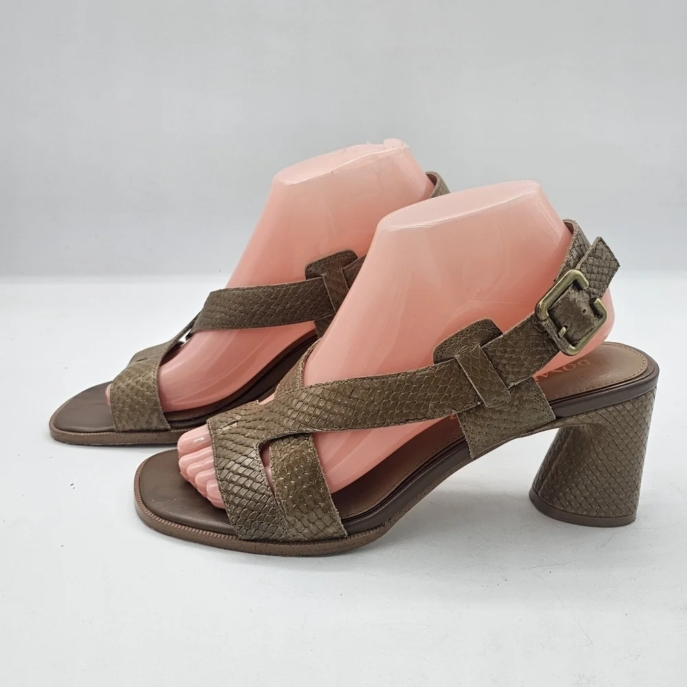 Donald Pliner Vlora Snake-Embossed Leather Slingback Sandals Women’s 8 Saddle