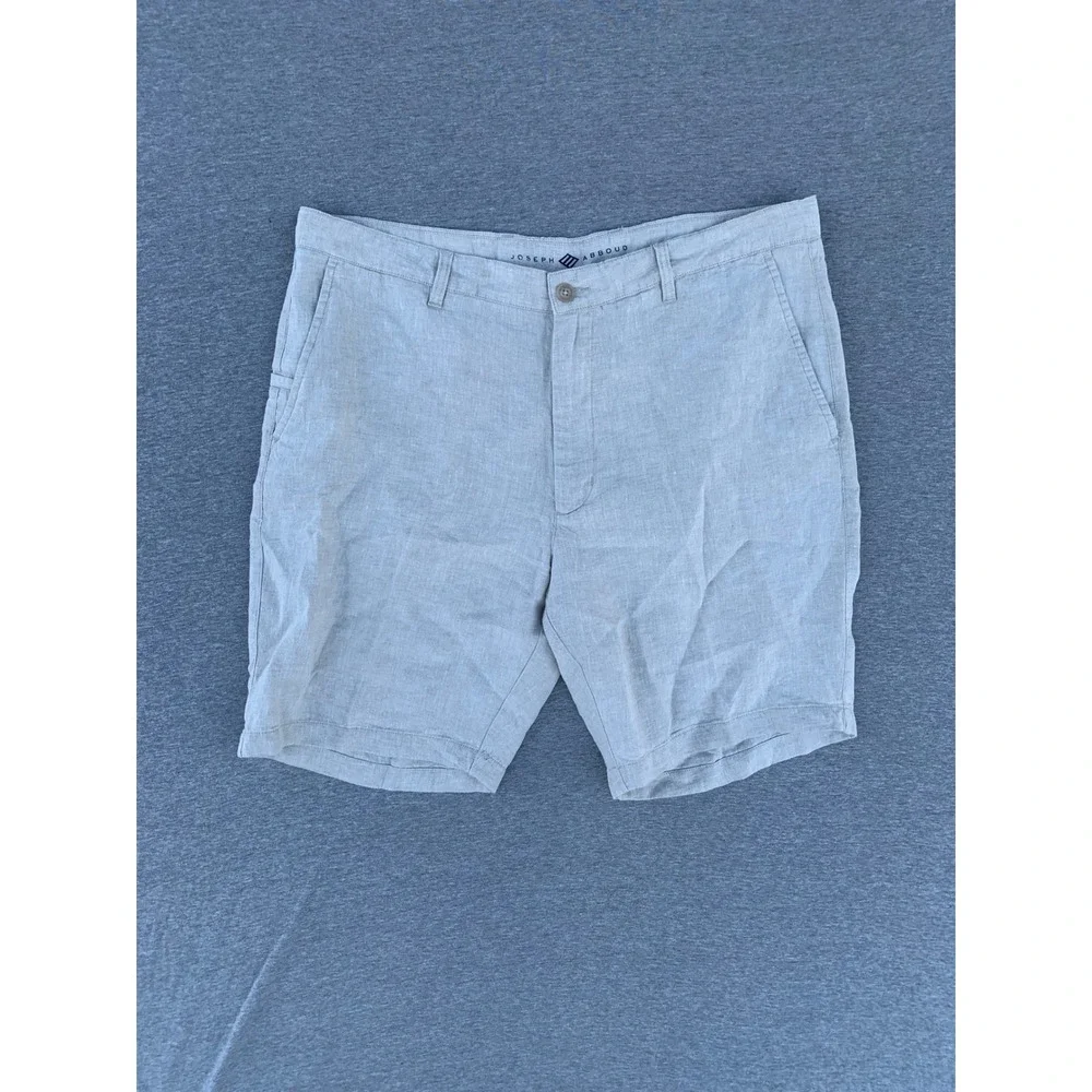 Joseph Abboud Mens 40 Linen Shorts Beige Flat Front Summer Casual 100% Linen